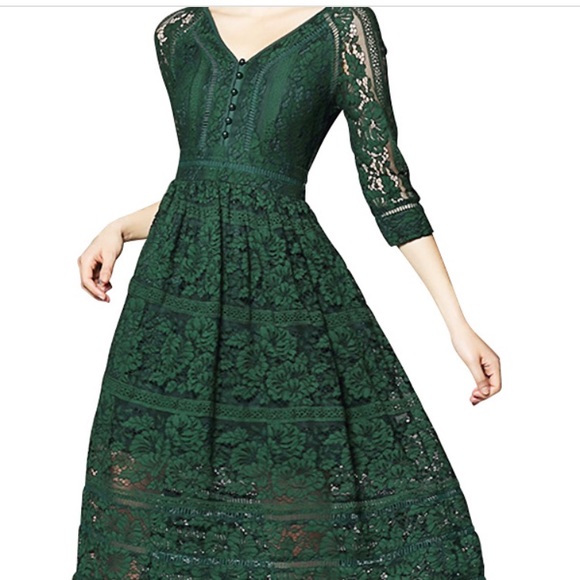 emerald green mid length dress